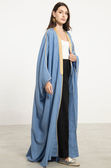 Classic Linen Blue Abaya