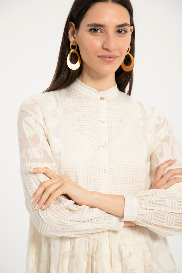 Katia Cotton Silk Offwhite Dress