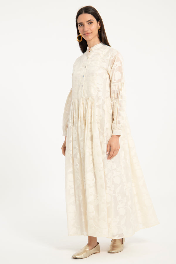Katia Cotton Silk Offwhite Dress