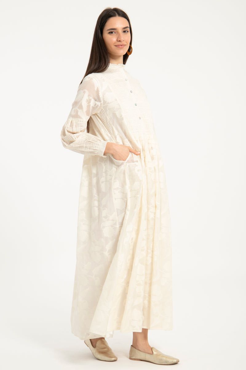 Katia Cotton Silk Offwhite Dress