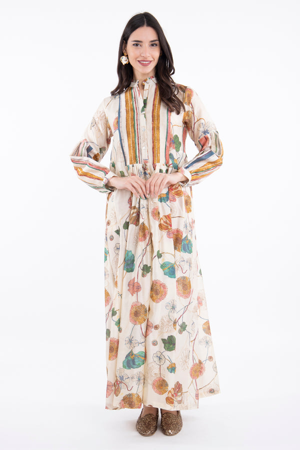 Katia Cotton Silk Printed Flowers Dress