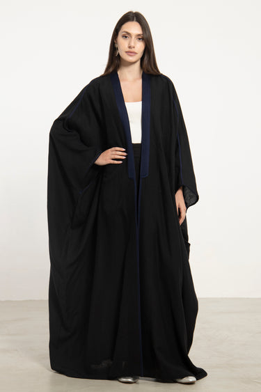 Classic Linen Black & Blue Abaya