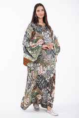 Rawda Linen Printed leaves Dress