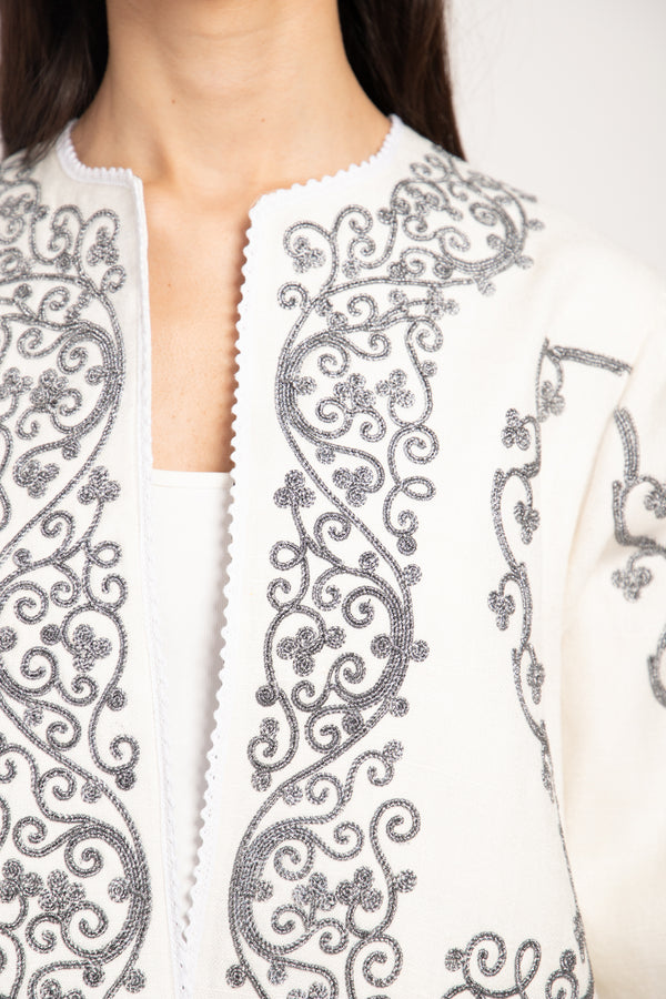 Ottoman Silk White & Silver Jacket