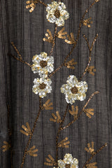 Nour Linen Hand Embroidered Anthracite Abaya