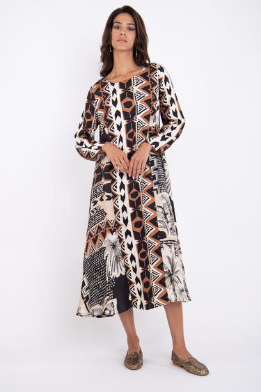 Khayal Linen Palms Printed Dress