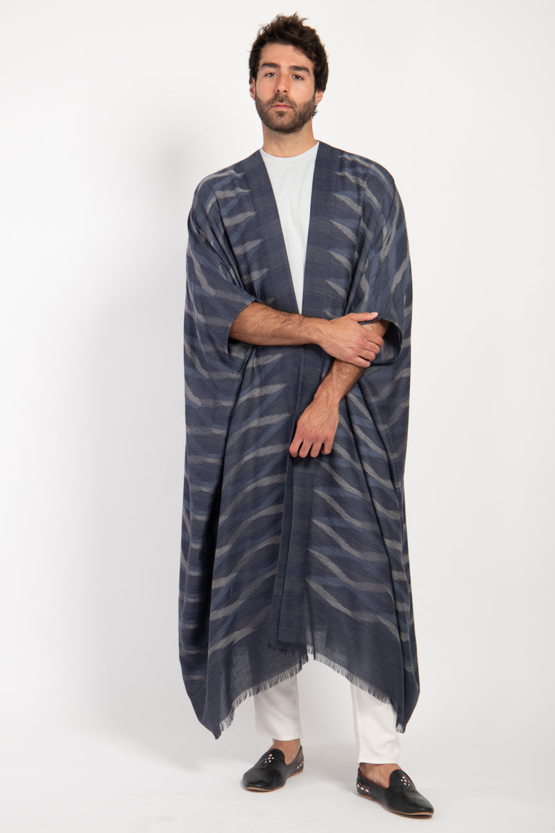 Foulard Wool Ikat Blue Abaya