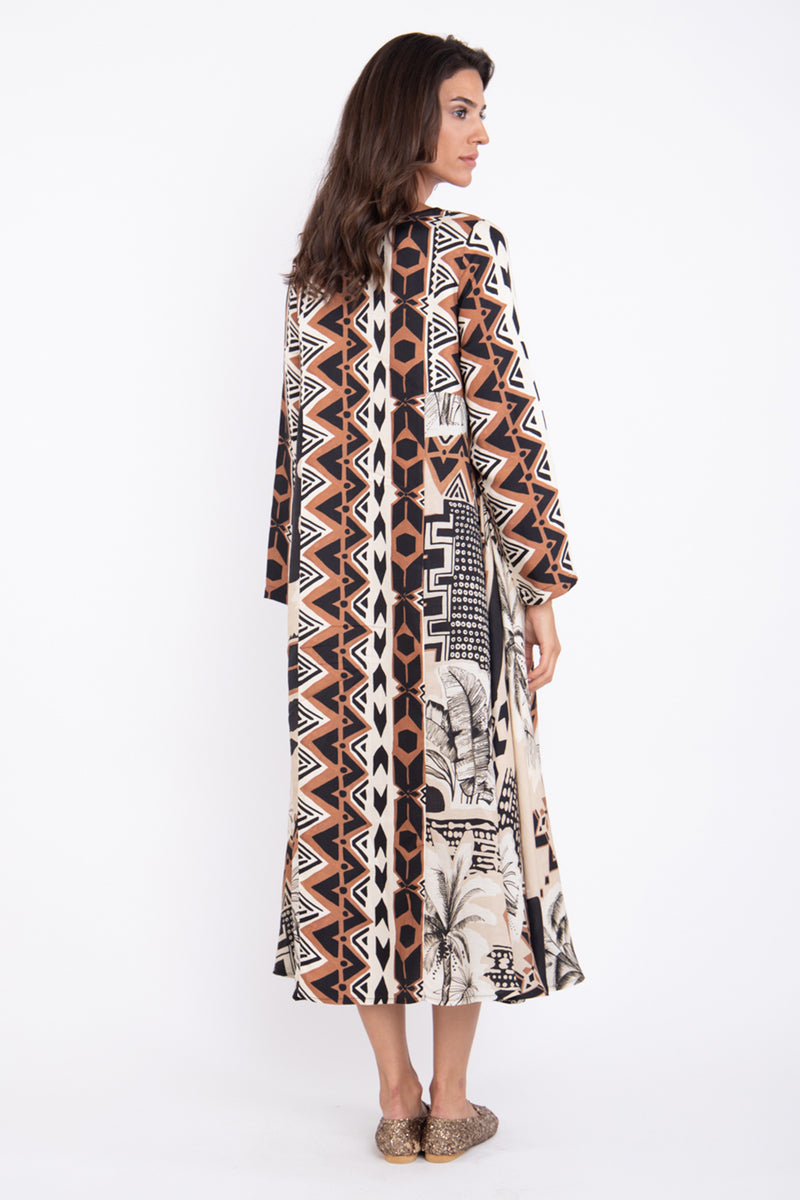 Khayal Linen Palms Printed Dress