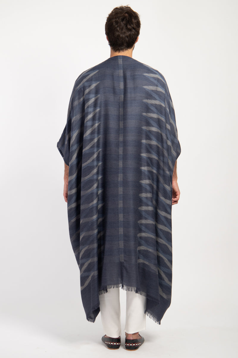 Foulard Wool Ikat Blue Abaya