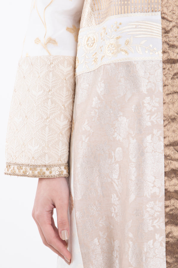 Fayrouz Cotton Silk Patchwork Gold Dress