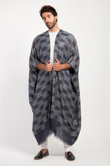 One-Of-A-Kind Foulard Wool Grey Ikat Abaya