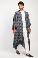 One-Of-A-Kind Foulard Wool Grey Ikat Abaya