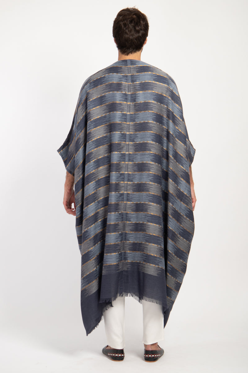 One-Of-A-Kind Foulard Wool Grey Ikat Abaya