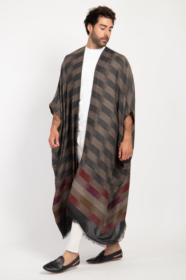 Foulard Wool Ikat Burgundy Abaya