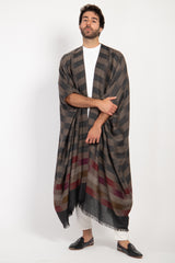 Foulard Wool Ikat Burgundy Abaya