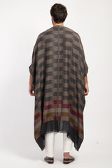 Foulard Wool Ikat Burgundy Abaya