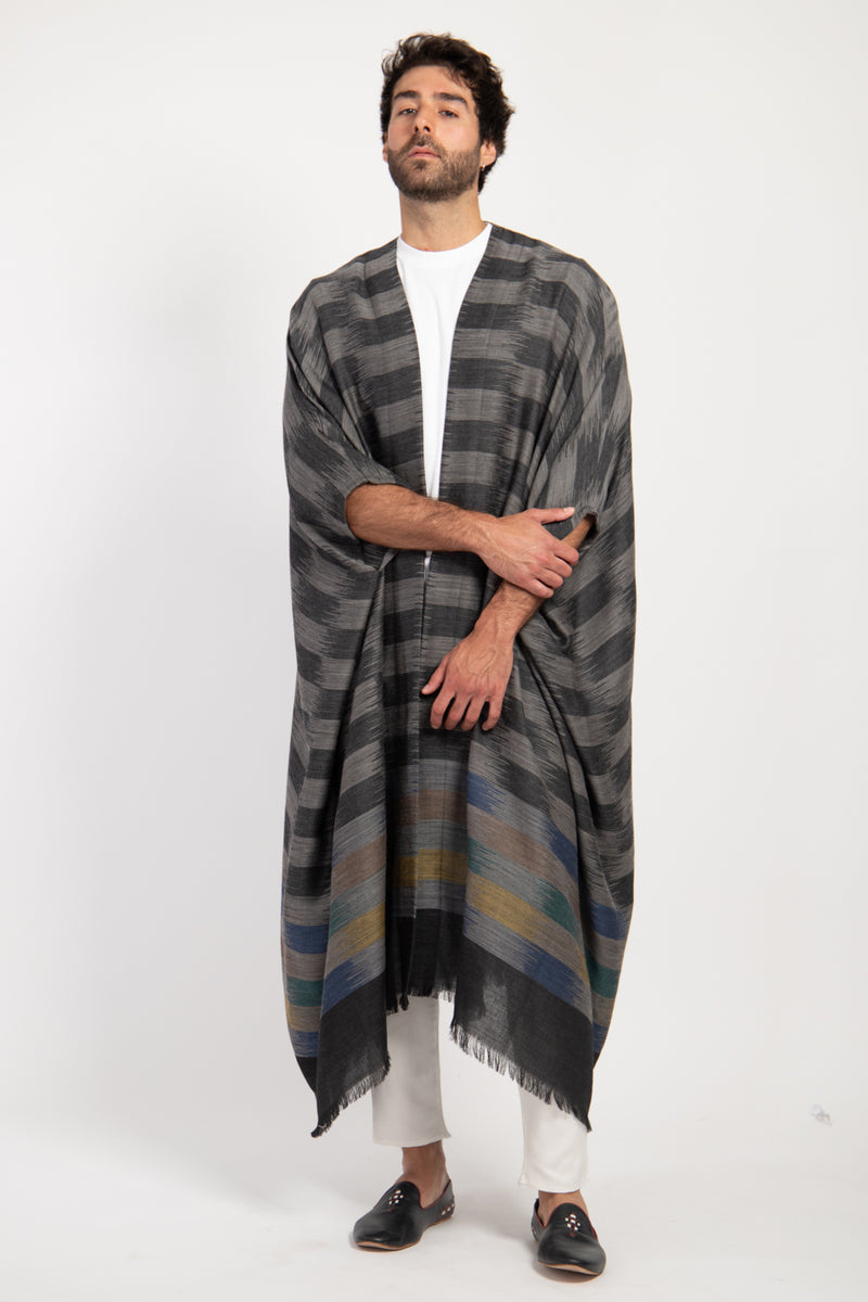 Foulard Wool Ikat Dark Grey Abaya