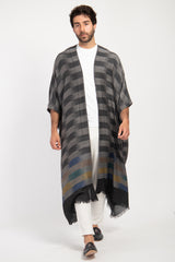 Foulard Wool Ikat Dark Grey Abaya