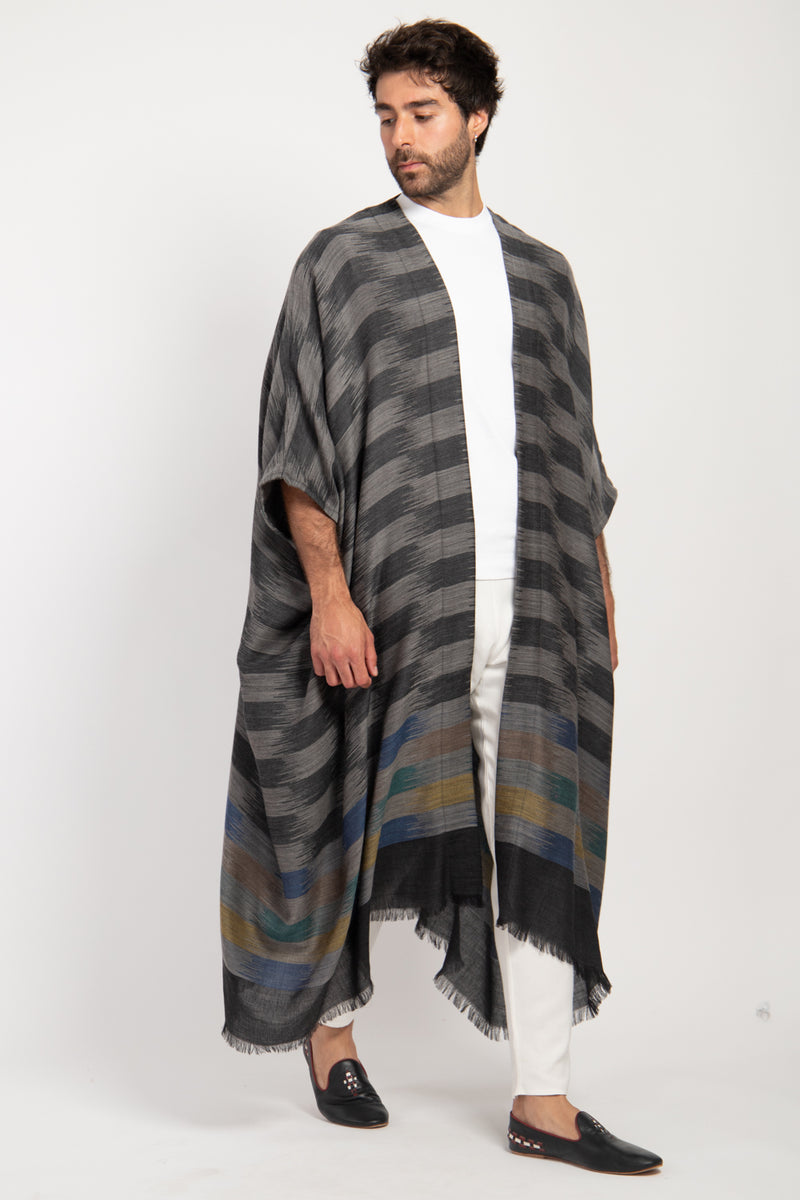 Foulard Wool Ikat Dark Grey Abaya