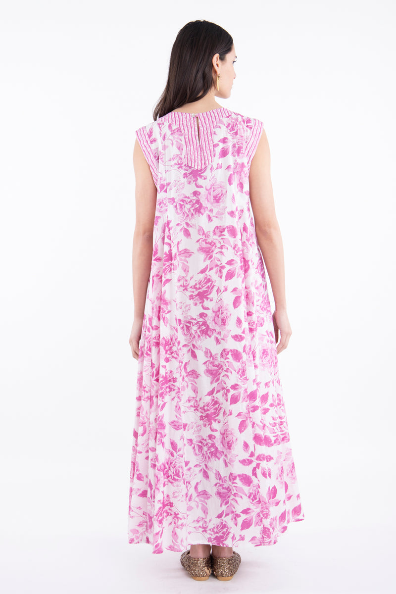 Rose Cotton Printed Pink Dress