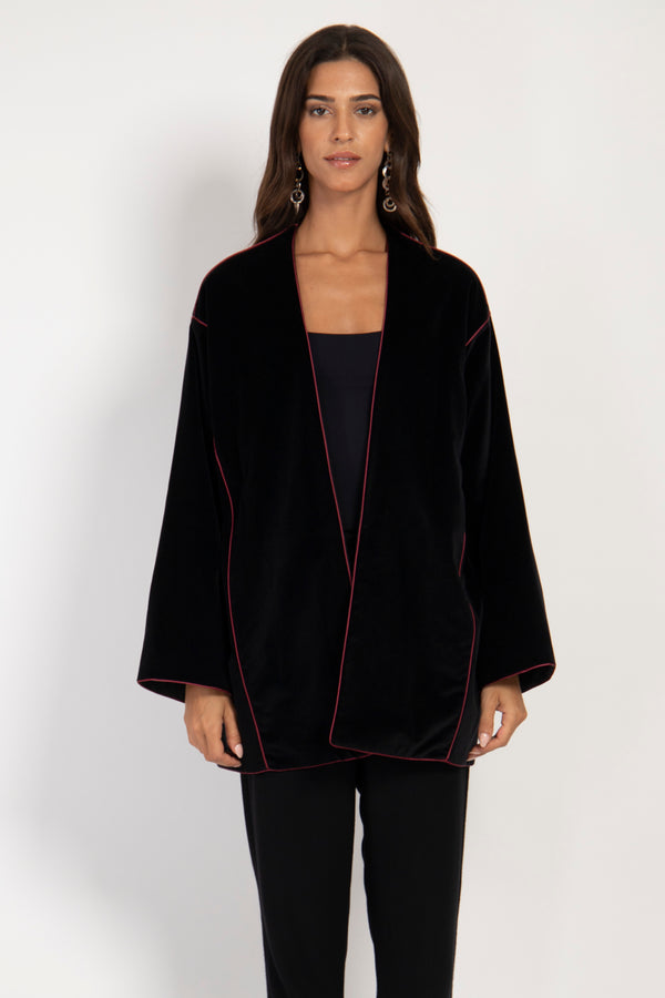 Darraa Cotton Velvet Black Jacket