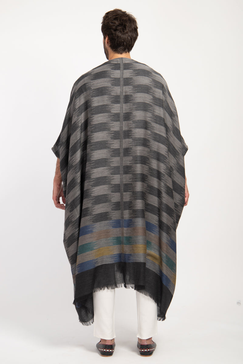 Foulard Wool Ikat Dark Grey Abaya