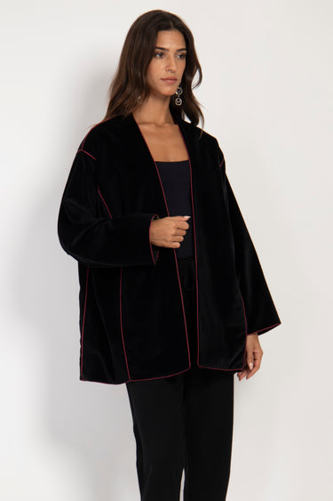 Darraa Cotton Velvet Black Jacket