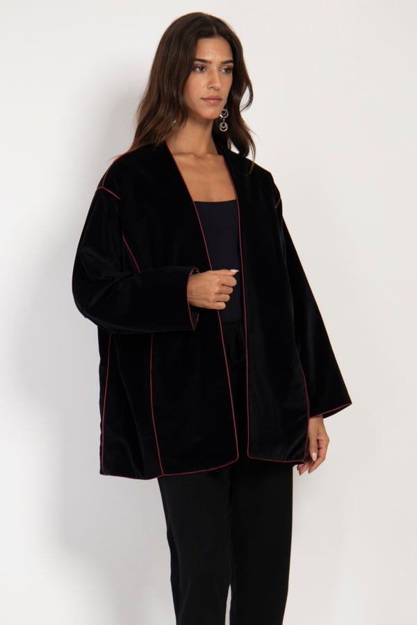 Darraa Cotton Velvet Black Jacket
