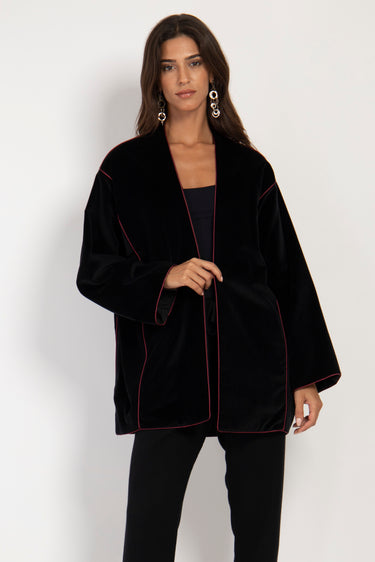 Darraa Cotton Velvet Black Jacket