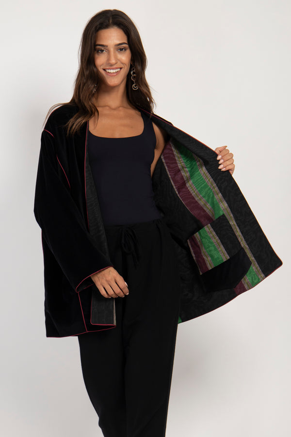 Darraa Cotton Velvet Black Jacket