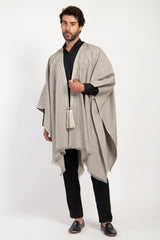 Classic Linen Striped Grey Poncho