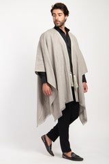 Classic Linen Striped Grey Poncho