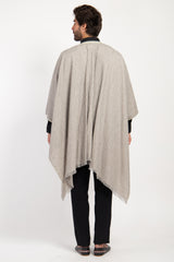 Classic Linen Striped Grey Poncho