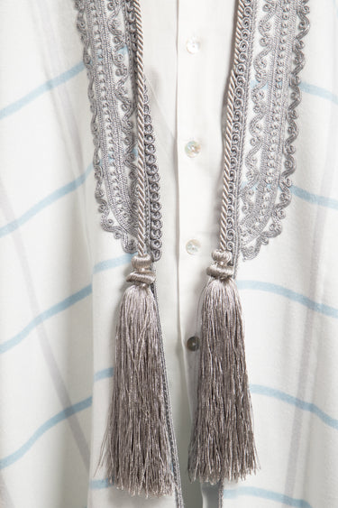 White and Blue Checked Wool