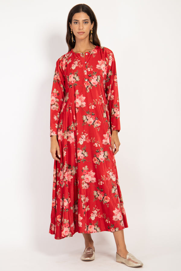 Nusayba Cotton Velvet Roses Dress