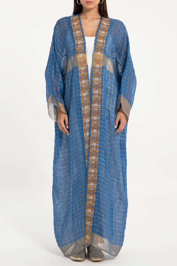 Orient 499 x Inaash Hand Stitched Blue Abaya – Long