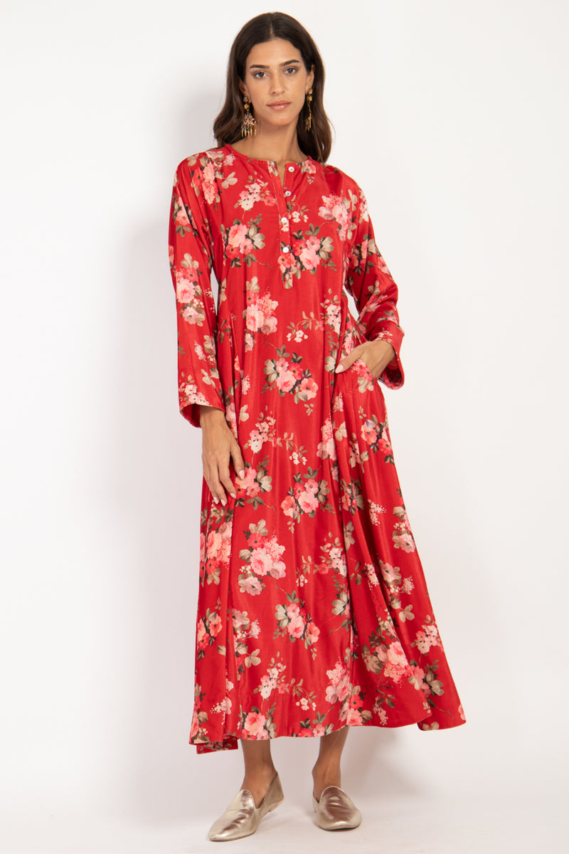 Nusayba Cotton Velvet Roses Dress