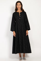 Nusayba Cotton Jacquard Black Dress