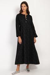 Nusayba Cotton Jacquard Black Dress