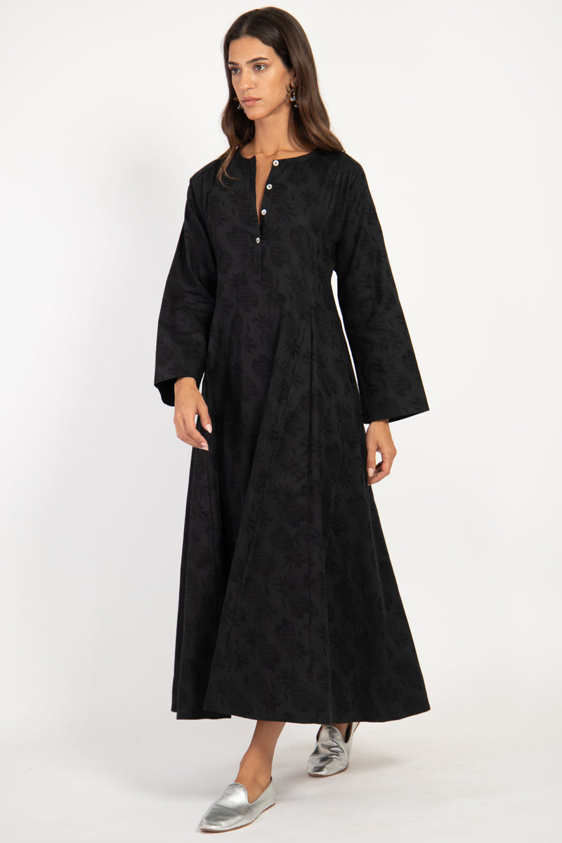 Nusayba Cotton Jacquard Black Dress