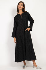 Nusayba Cotton Jacquard Black Dress