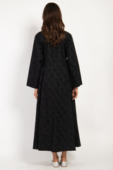 Nusayba Cotton Jacquard Black Dress