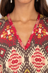 Malaki Silk Ikat Red Dress