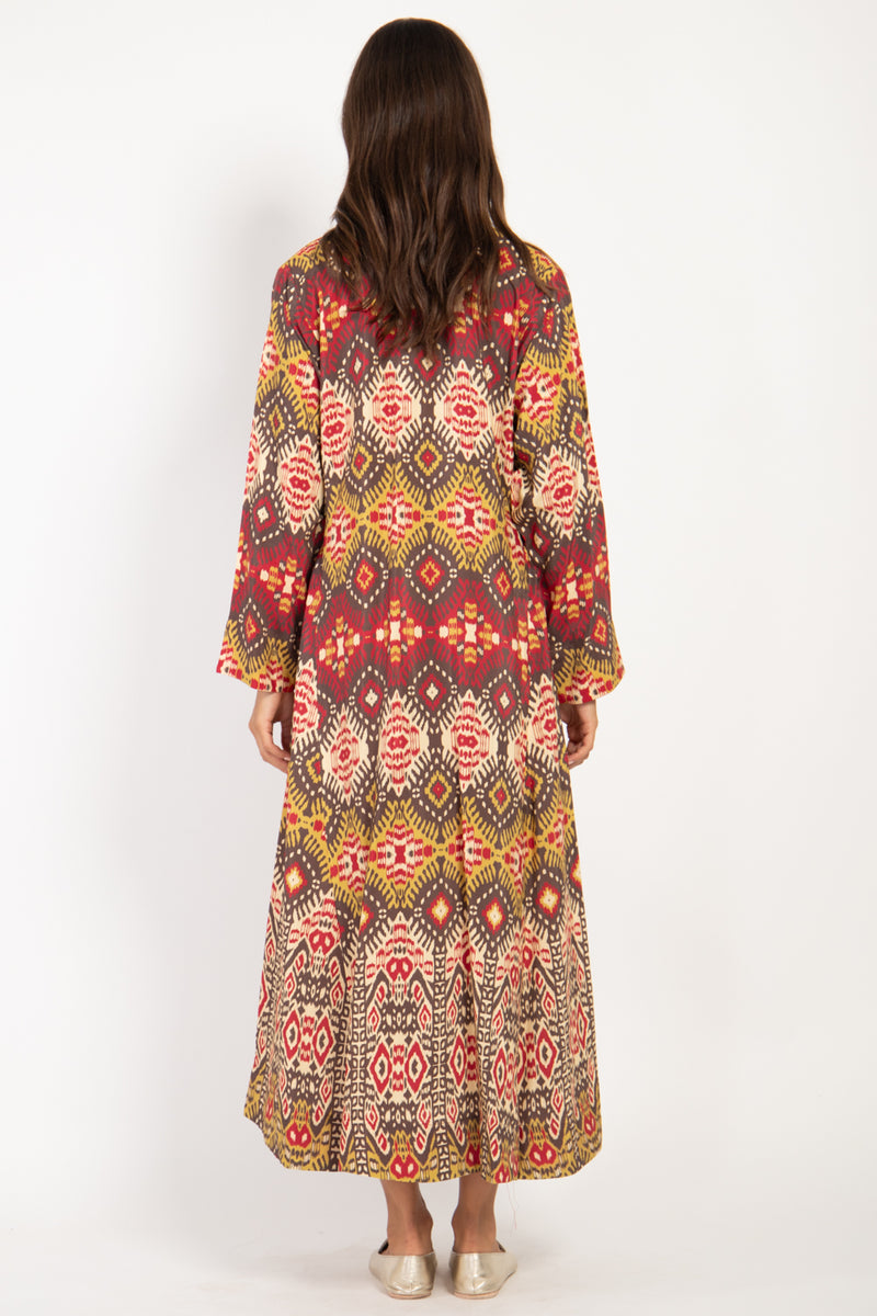 Malaki Silk Ikat Red Dress