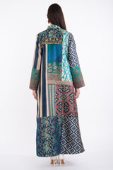 Fayrouz Silk Patchwork Navy Dress