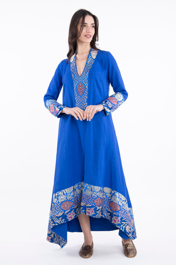 Nahar Linen Blue Dress