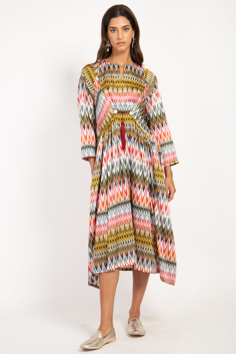 Ihsan Silk Ikat Multicolor Dress