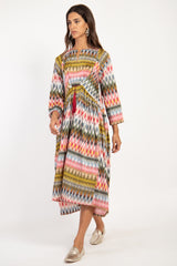 Ihsan Silk Ikat Multicolor Dress