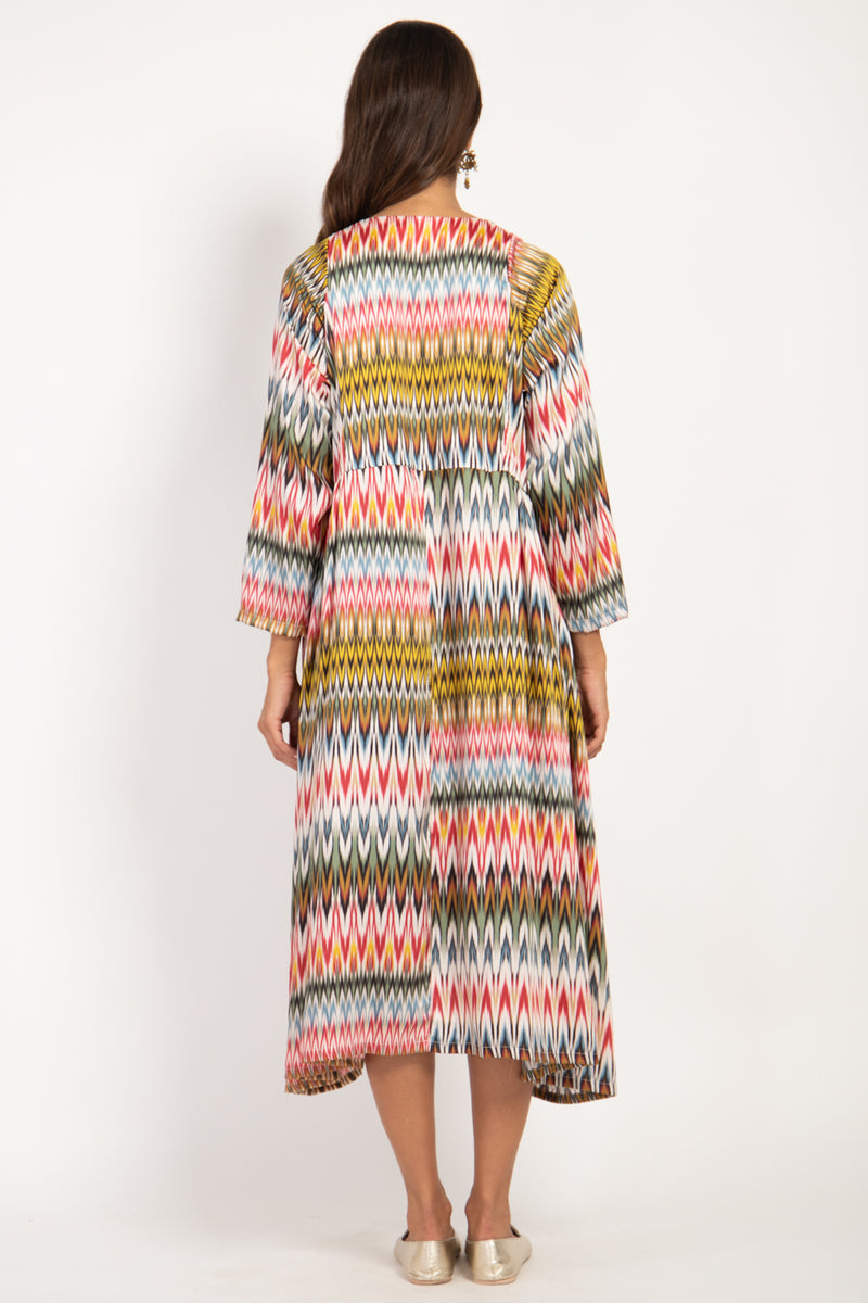 Ihsan Silk Ikat Multicolor Dress