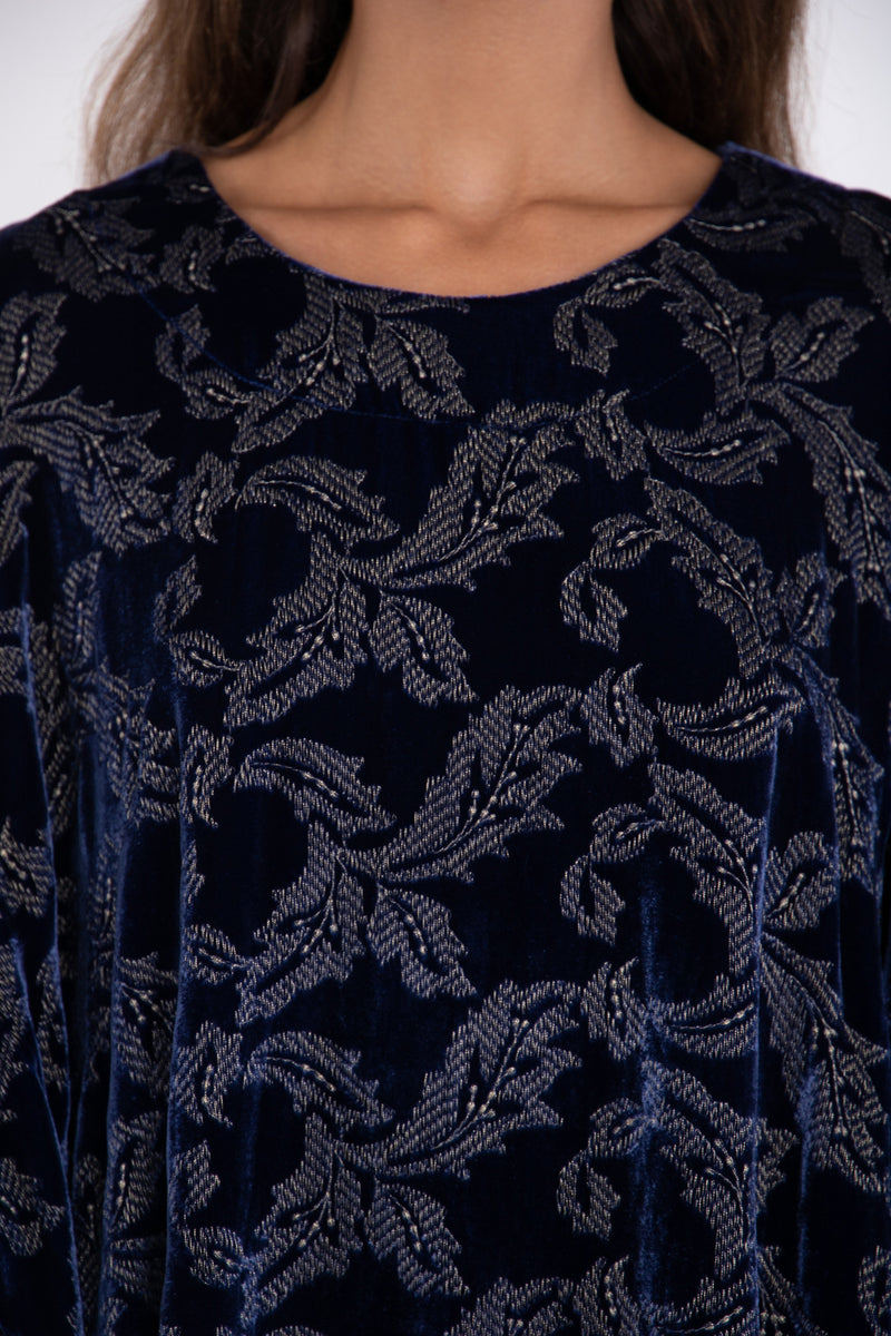 Rawda Velvet Embroidered Royal Blue Kaftan